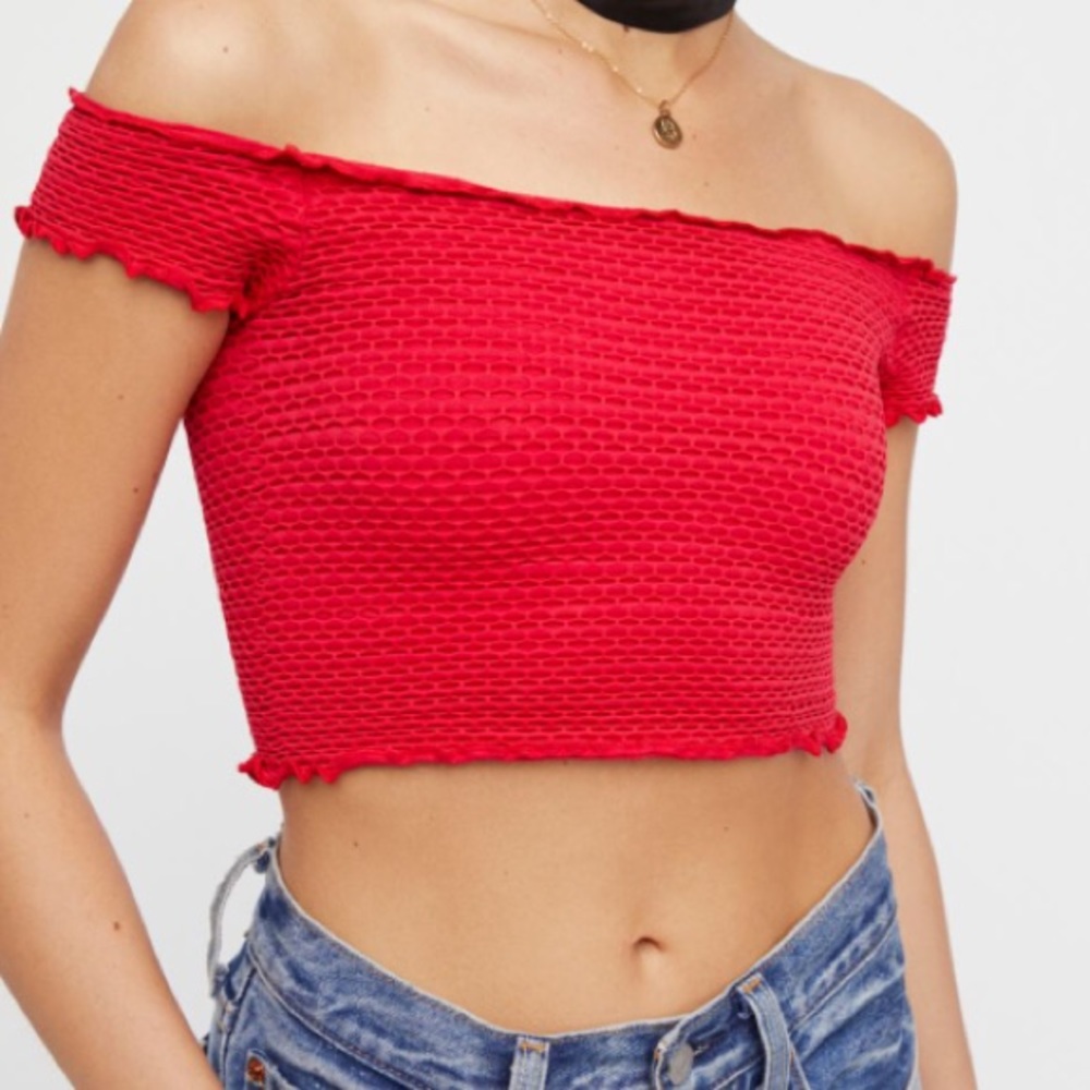 Free People Smocked Crop Top